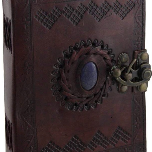 Embossed Leather Blue Stone Journal with Clasp - Picture 2 of 4
